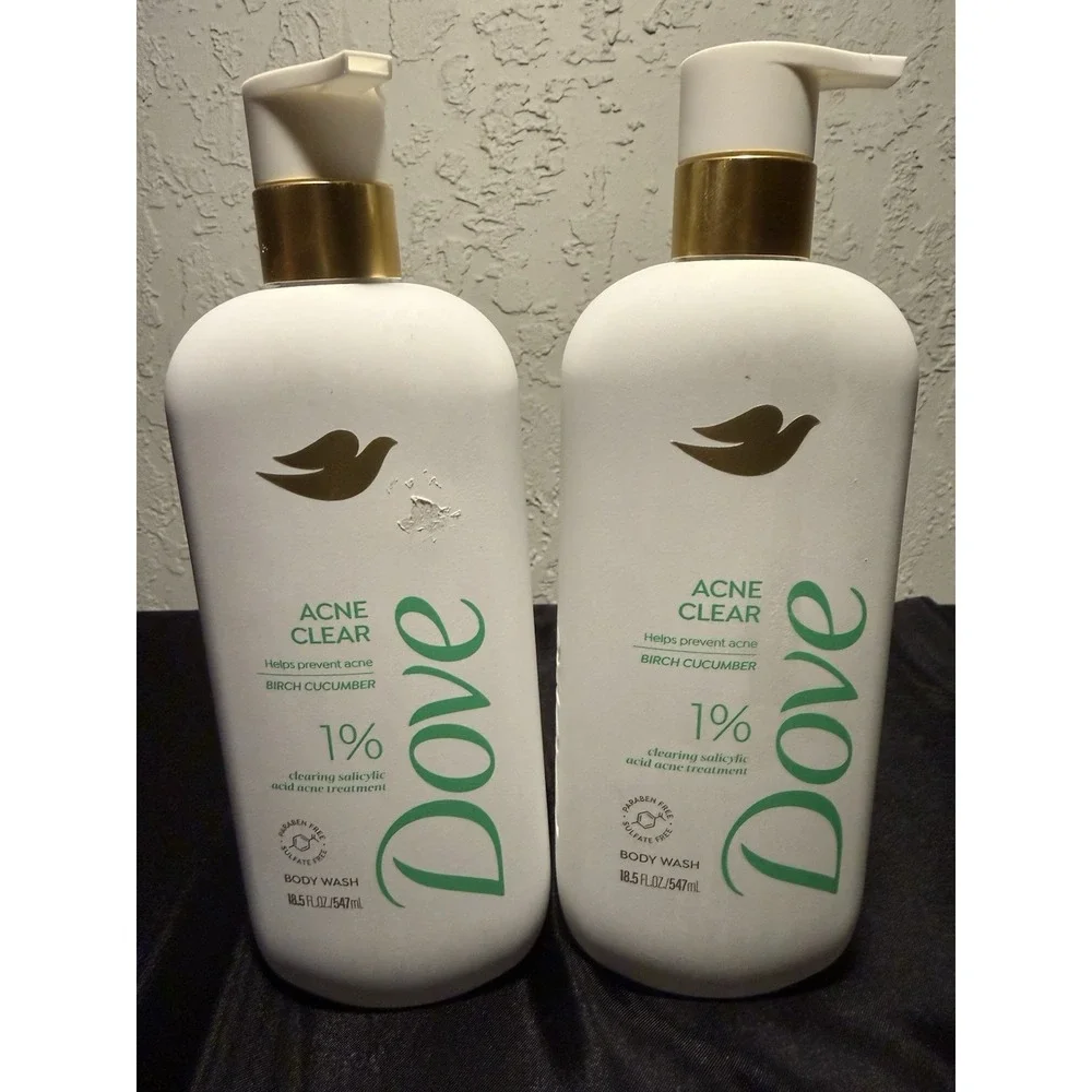 Dove Acne Clear Body Wash Birch Cucumber Salicylic Acid Paraben-Free 18.5 fl oz